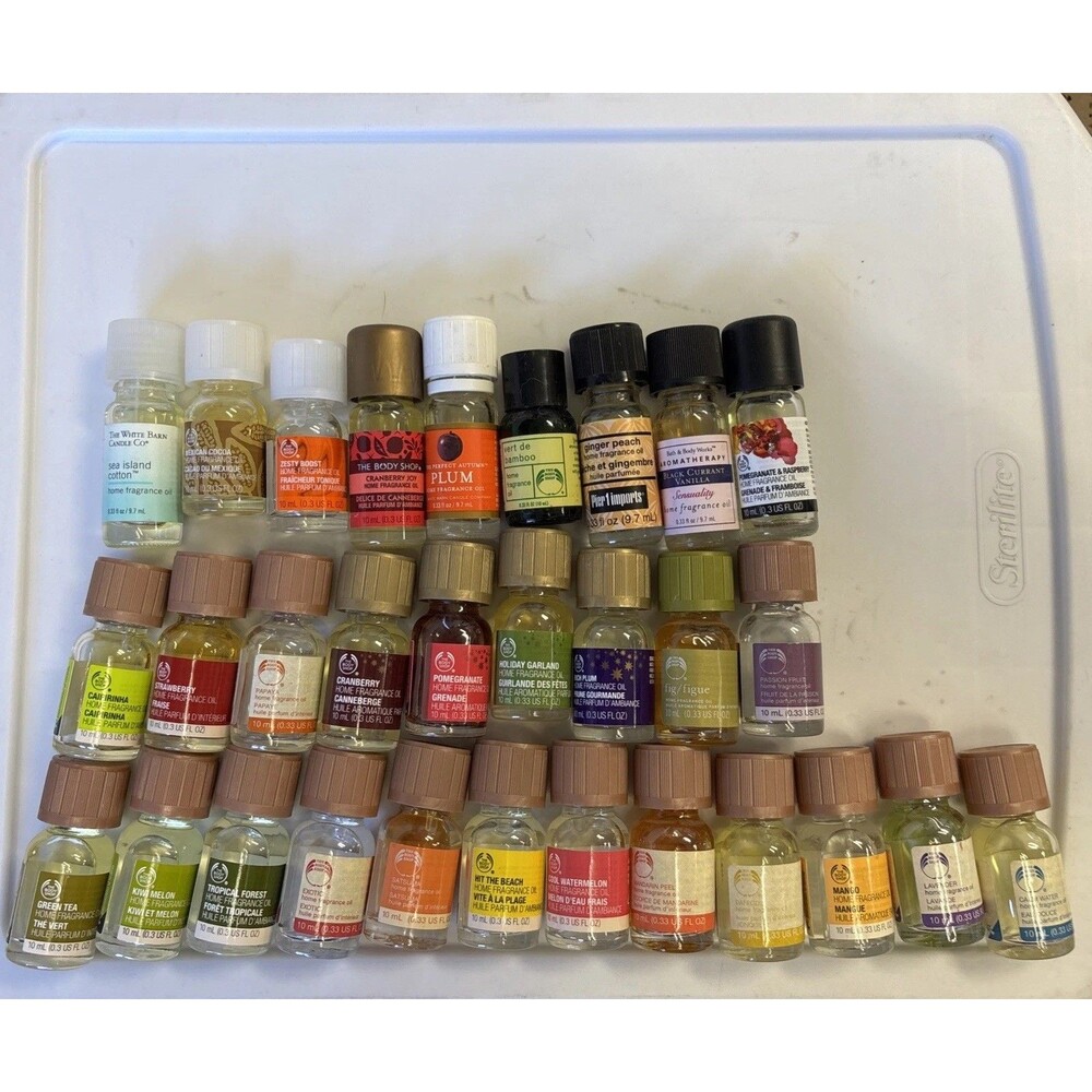 Large Lot of The Body Shop Bath & Body Pier 1 White Barn Home Fragrance Oils 30